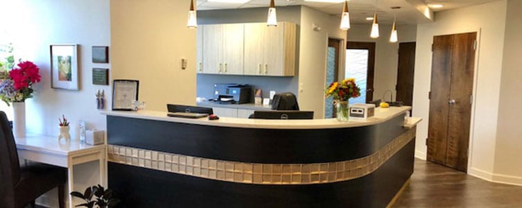 front reception desk at dental office